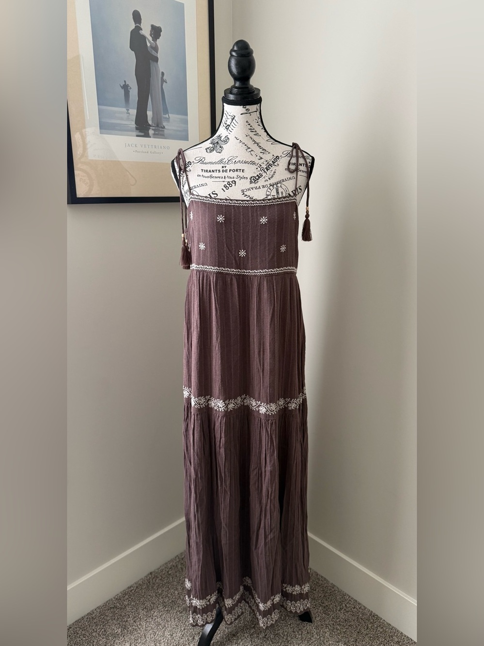 American Eagle Outfitters Brown Embroidered Maxi Dress - Picture 4 of 11